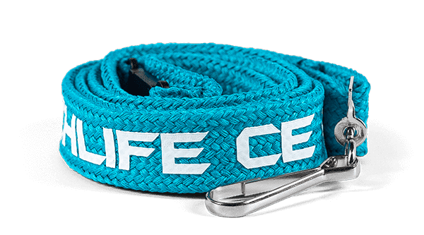 Teal tubular lanyard with white text and swivel hook attachment: Vet tech life