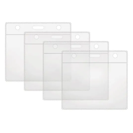 4 clear horizontal plastic badge holders